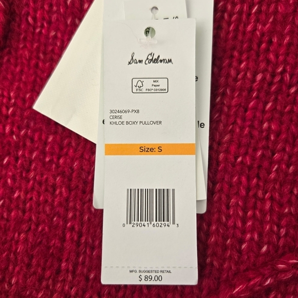 Sam Edelman Women's Khloe Crewneck Boxy Pullover Sweater. Size Small. New.Stay - Picture 10 of 11